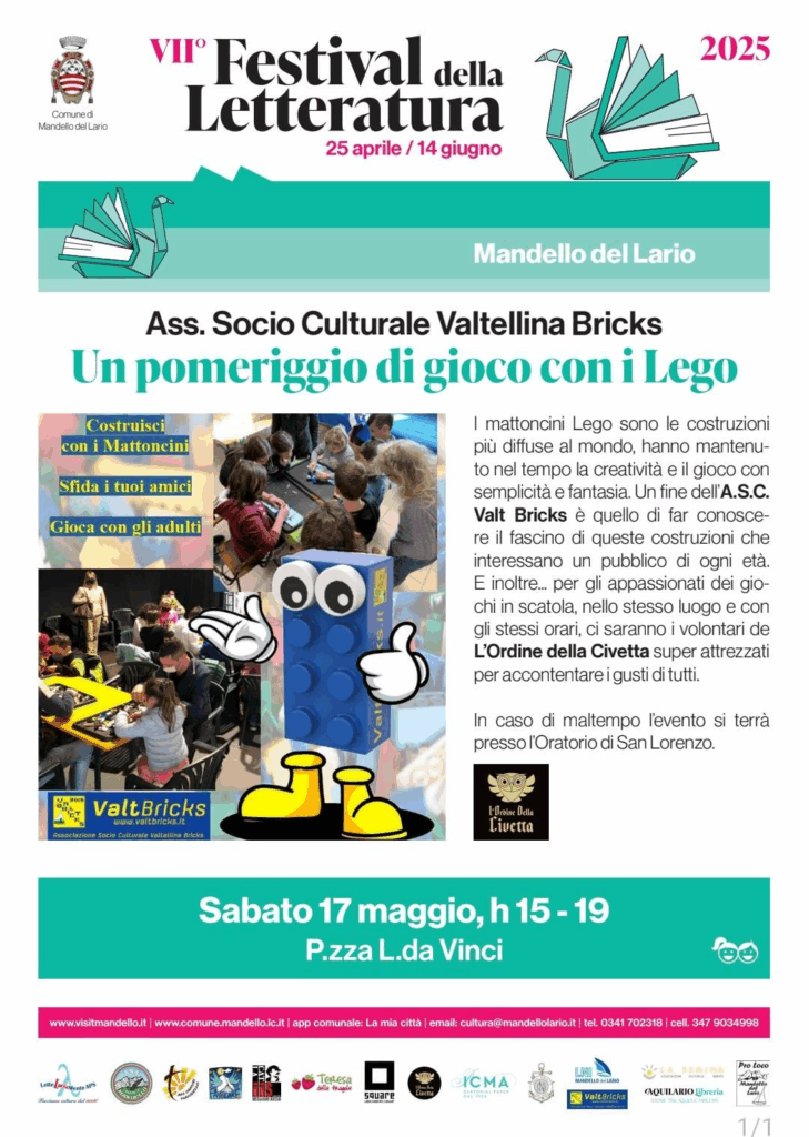 Festival della letteratura a Mandello: Giochiamo con i Lego 1 Festival della letteratura a Mandello: Giochiamo con i Lego 1